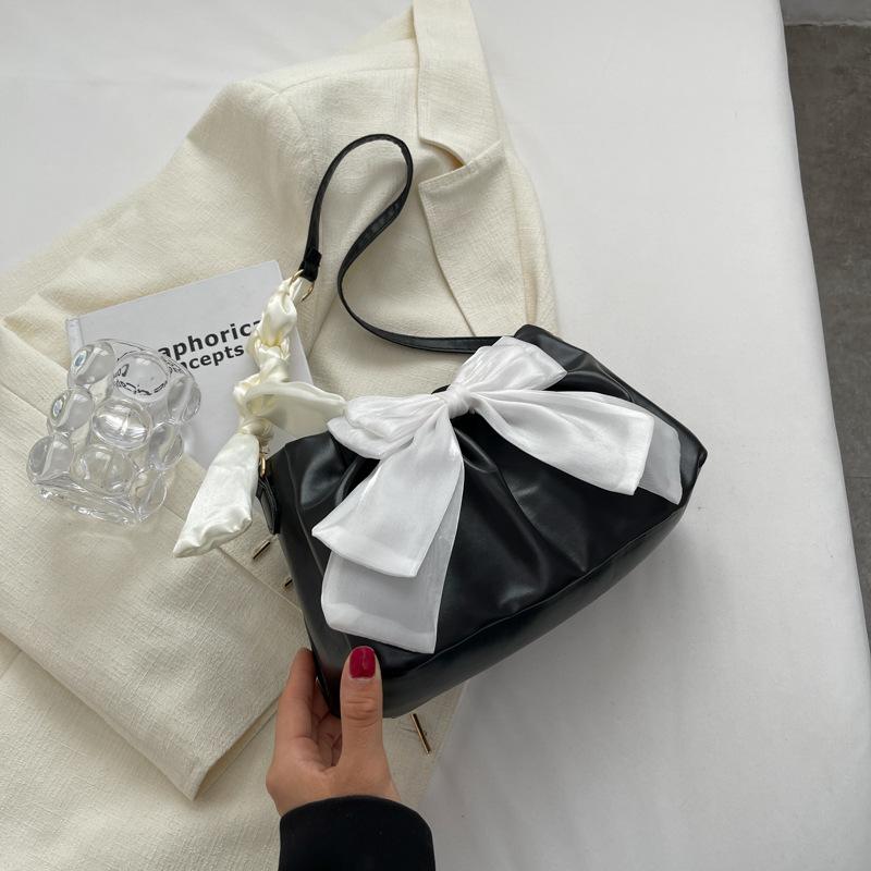 

Летняя новая мода сумка подмышку женская 2025 новая модная сумка через плечо с бантом милая и симпатичная сумка-мессенджер чёрный