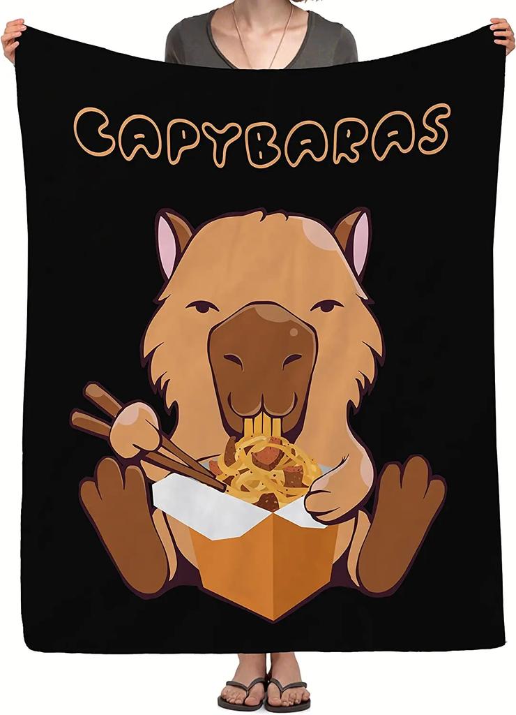 Capybara Flannel Throw Blanket Cute Animals Pattern Blanket Lightweight Comfortable Warm Super Soft Blanket for Couch Bed Sofa