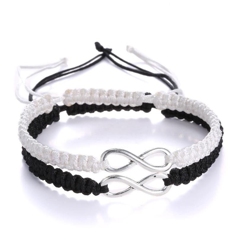 2 Pcs New Retro Infinity Handmade Bracelet Set Friendship Bracelet Set Love Couples Bracelets & Bangles Set Infinity Jewelry