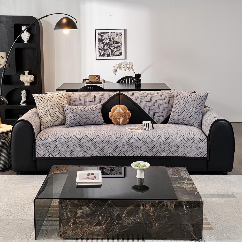 Premium Feeling Sofa Cushion Towel Universal Living Room Sofa Anti-slip Comfortable Sitting Cushion Full Cover Leather Sofa Cove