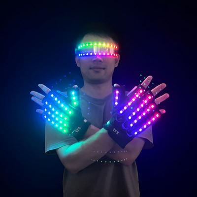Buntes ferngesteuertes Handschuh- und Brillen-Set, mehrfarbige leuchtende Handschuhe, Bühne, Nachtclub, Bar, KTV, Internet-Berühmtheit, blinkende Handschuhe