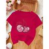 Kids Summer Crewneck T-Shirt, Granny's Cherry Cake Print Soft Breathable Stylish Short Sleeve Casual Tee