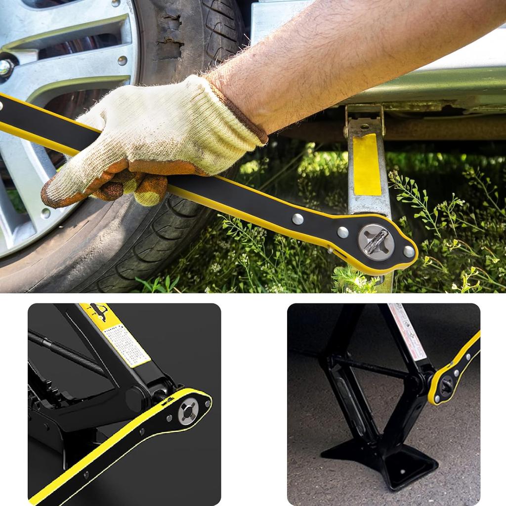 Auto Labor-Saving Jack Ratchet Wrench, Universal 360 Degree Swivel Tire Wheel Jack Ratchet Wrench Scissor Jack, Wrench Jack Lift Speed Handle Tool