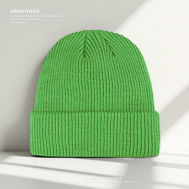 Solid Color Simple Knitted Hat for Women Autumn and Winter Warm Woolen Hat New Pullover Hat  Versatile Cold Hat for Men