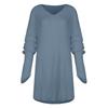 Women Fashion Casual Color Color Loose V-neck Stitching Long-sleeved Knitted Dress