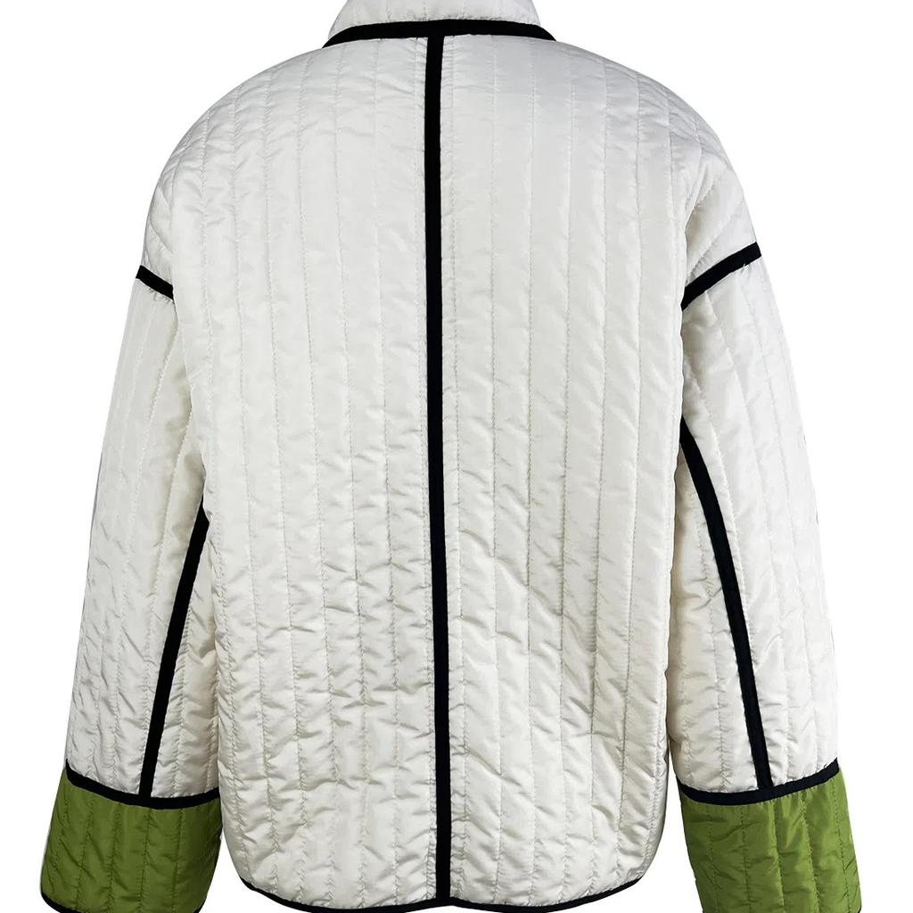 Women’s Quilted Jacket Lightweight Long Sleeve Color Block Padded Puffer Coat Outerwear