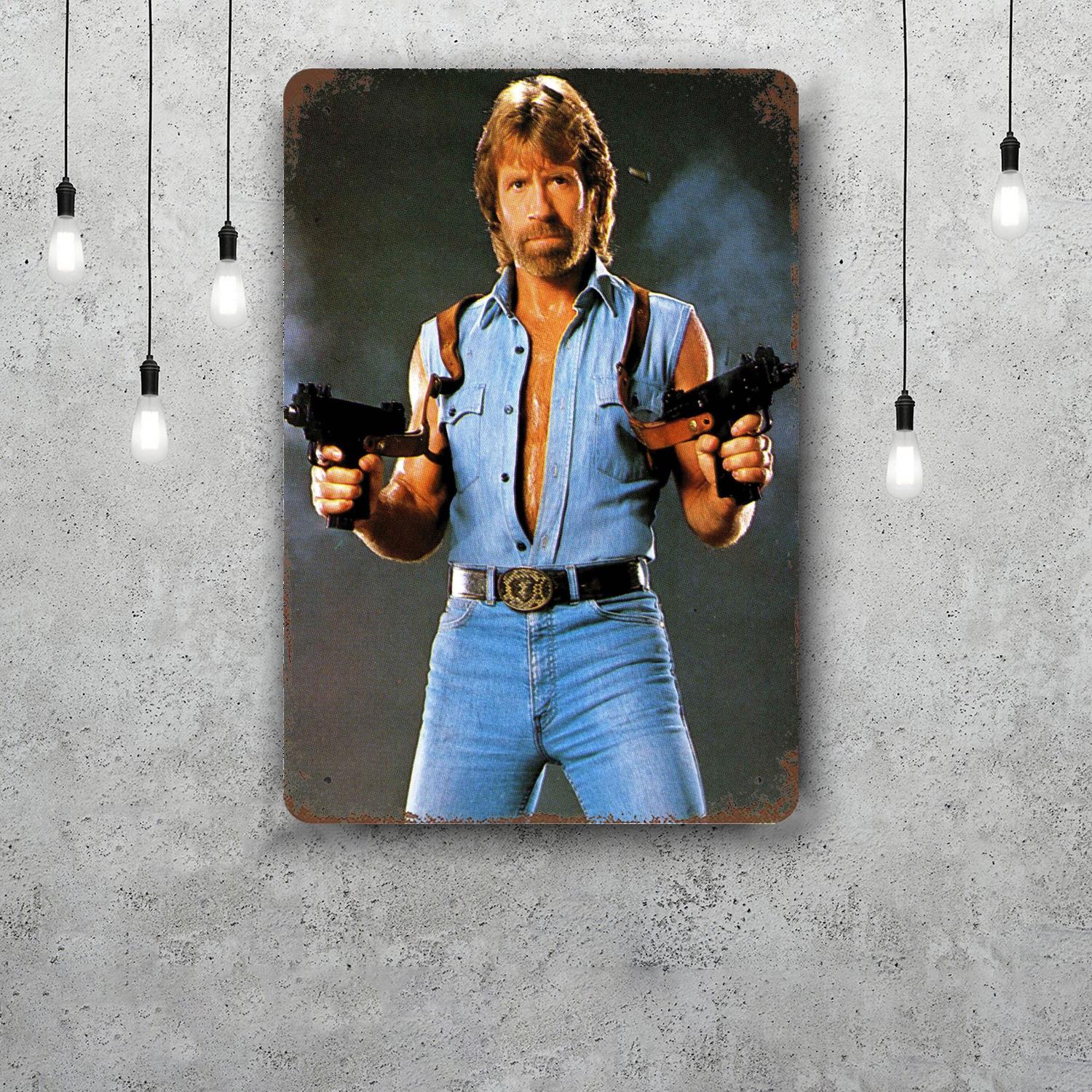

chuck norris actor Tin Sign Home Decor Wall Decor Art Wall Mural Room Decoration Decor Retro Metal Sign Plate Bar Posters 20x30cm（7.8x11.8inch）