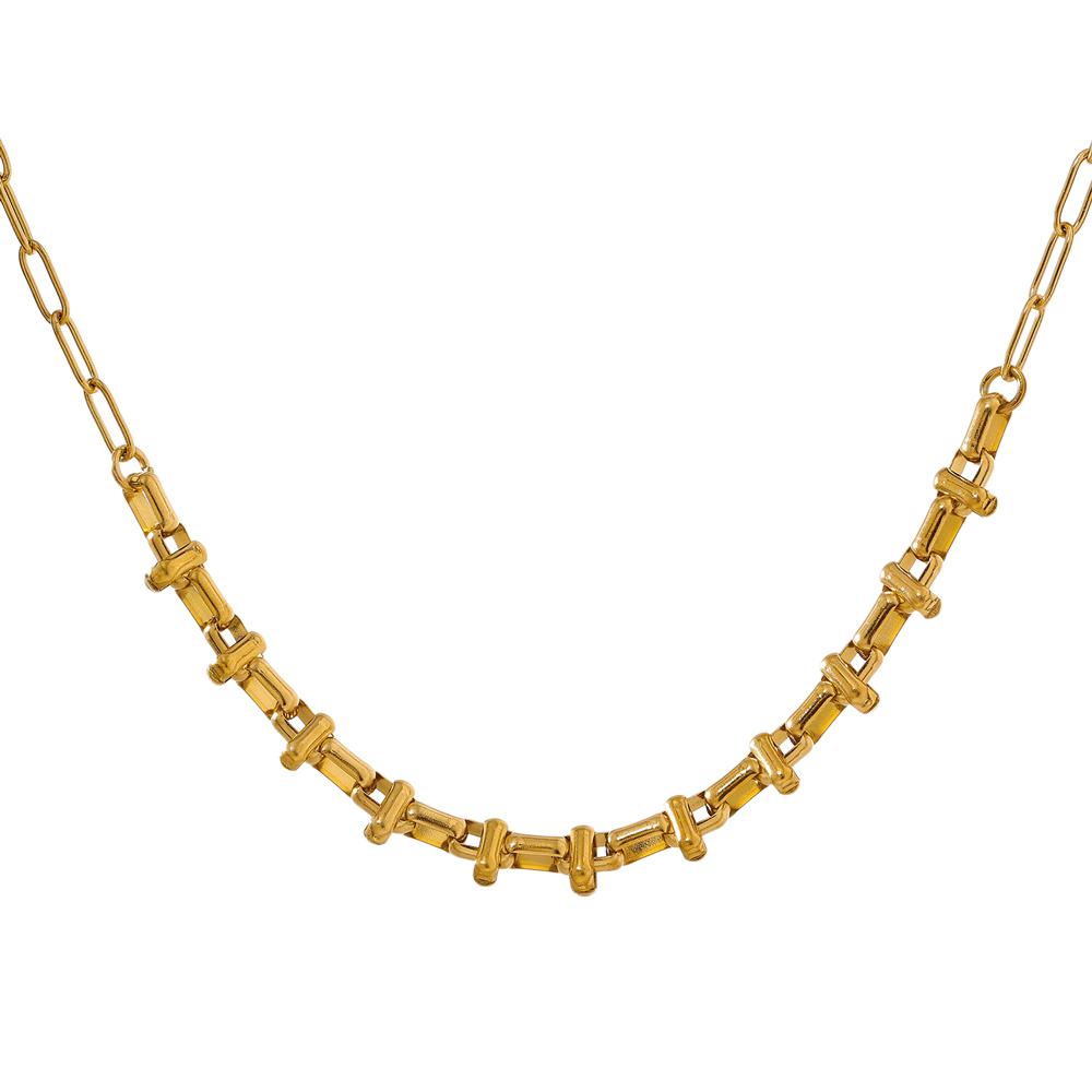

Yhpup New Metal 18 K Plated Short Chain Choker Necklace for Women Gold Stainless Steel Jewelry Joyería Acero Inoxidable Mujer