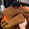 Men's Winter Plush Fleece-Added Sweater, Thickened Half-High Collar Knitwear Wool Base Layer