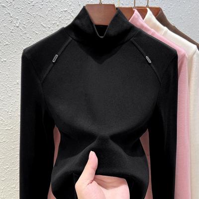 Autumn Winter High Quality Plain T Shirt Women Elastic Basic Warm Turtleneck T-Shirts Female Casual Tops Long Sleeve Sexy Tops