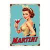 Vintage MARTINI Metal Tin Sign Retro Cocktail Wall Art with Blonde Model Martini Glass Durable Metal Decorative Plaqu