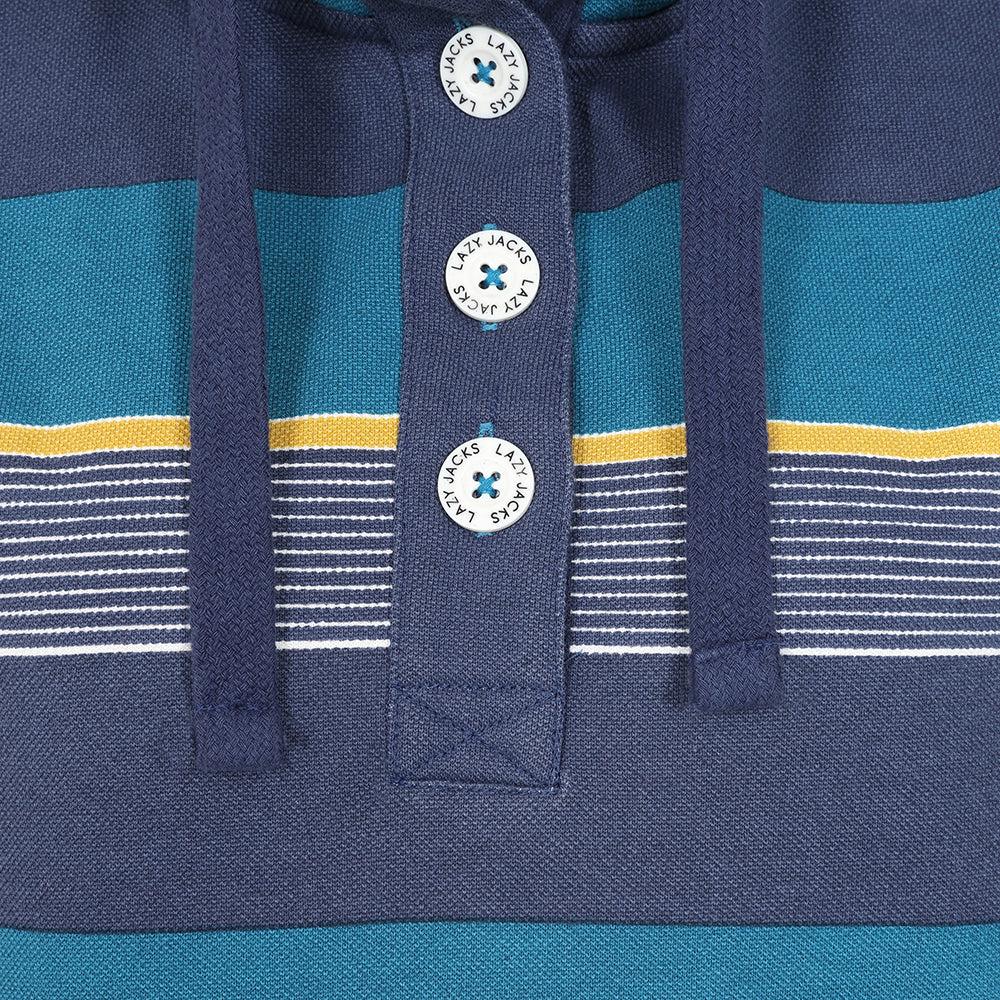 Lazy Jacks Womens/Ladies Contrast Striped Pique Button Neck Sweatshirt