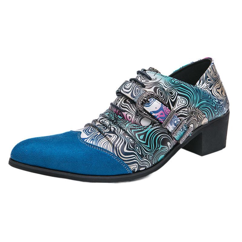 European & American 2025 Men's Fashionable Mid-Heeled Pointed Toe Loafers - Spring & Autumn Collection
