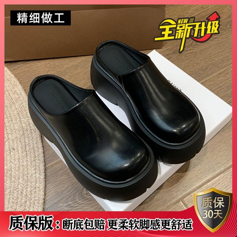 Internet Celebrities Heel-free Slippers Spring New Popular Super High Heel Bag Head Shoes Breathable and Cool