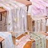 Elegant Birthday Table Decor Lace Embroidery Floral Tablecloth, 3D Flower Tulle Sheer Cover, Seasonal Tablecloth for Party Colorful Cloth Wedding