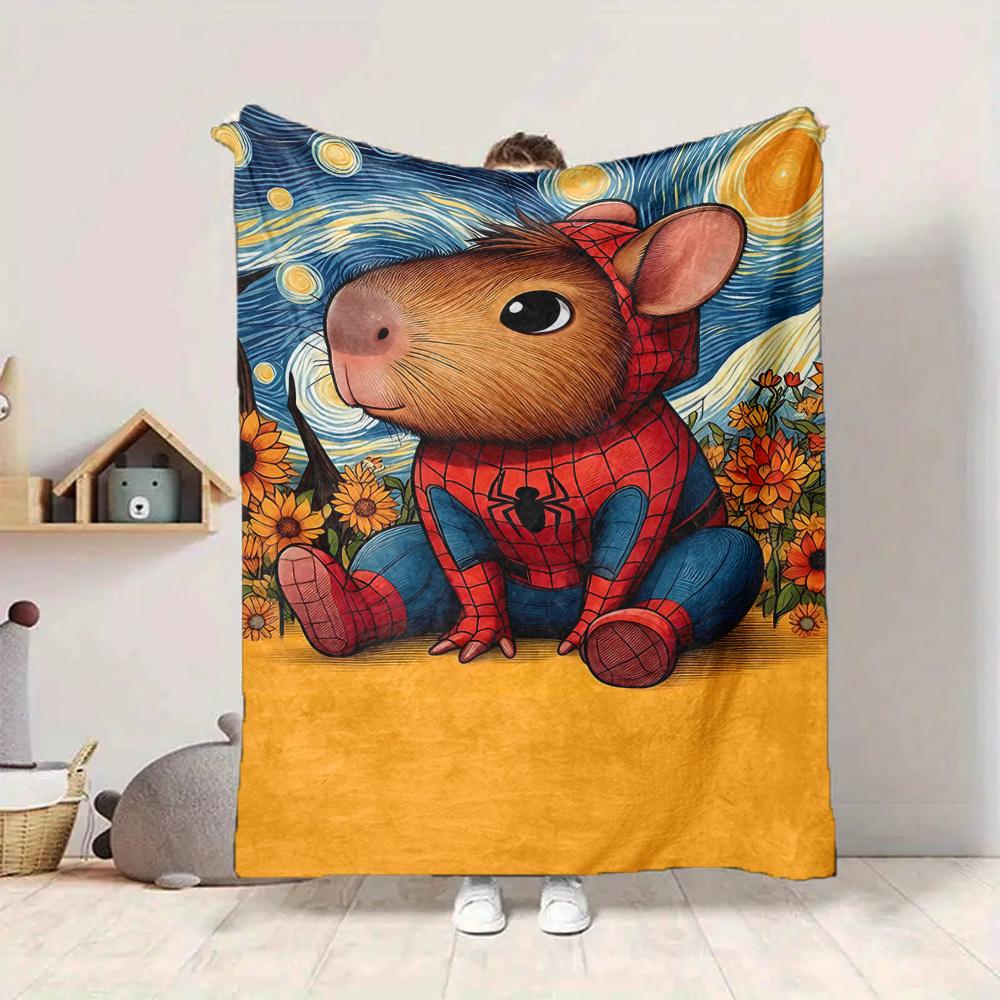 1pc Spider Capybara Blanket Soft All Season Throw with Vibrant Design, Perfect for Home, Travel, and Gifts, Ideal for Naps and Camping
