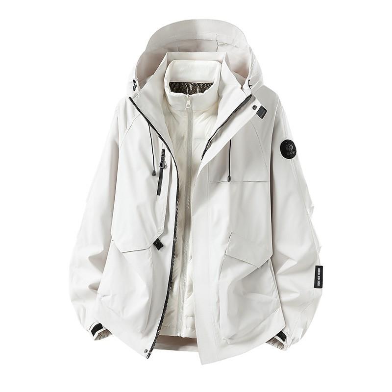 Veste d'extérieur 3-en-1 Amovible Imperméable Coupe-vent Doublée Polaire pour Hommes Femmes Randonnée