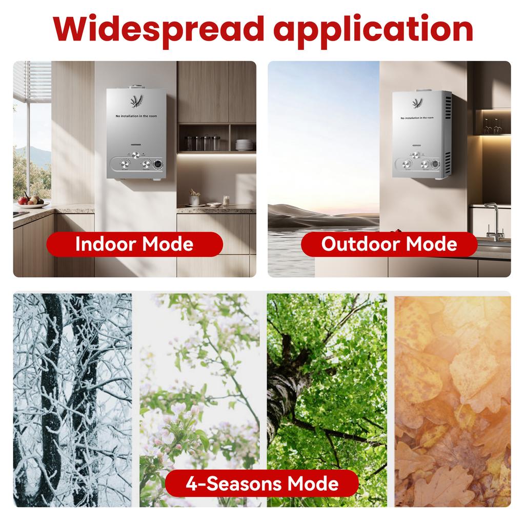 SIHAO 16KW LPG Gas Water Heater 8L/Min Stainless Steel Tankless Instant Heater