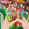 40Pcs Santa Claus Quicksand Four-color Ballpoint Pen Hand Account Pen Press Color Stationery Prize Gift Writing Tools Holiday Gift Novelty Stationery