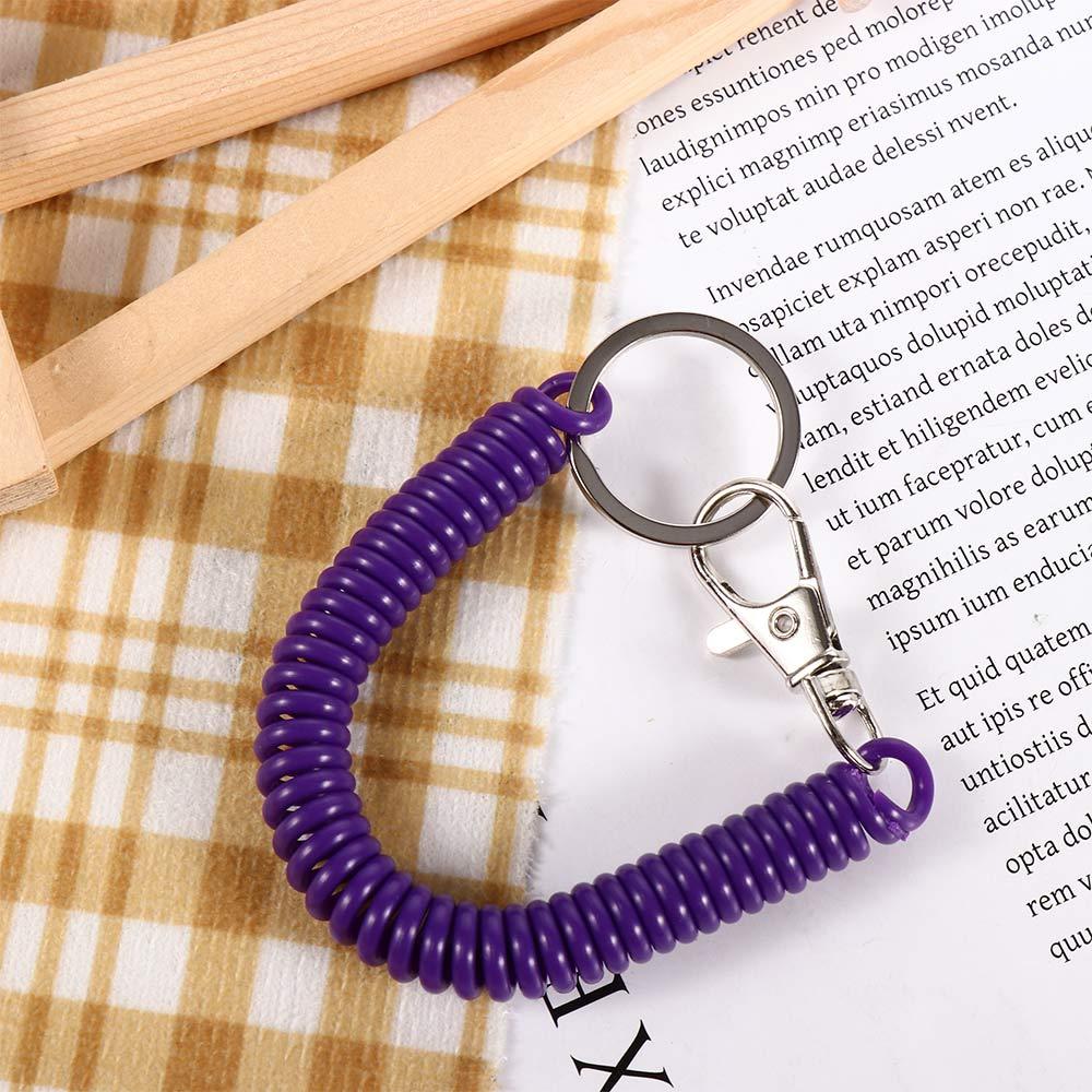 Wrist Coil Spring Lanyard Elastic Ropes Spiral Stretch Keychain Key Cord Clasp Spring Rope Key Ring