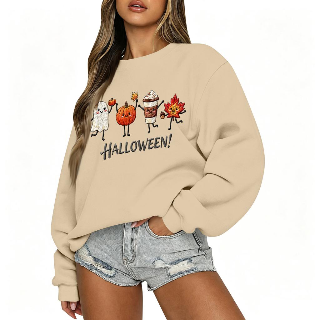 Women's Casual Long Sleeve Christmas Print Round Neck Top for Holiday Festive Wear
