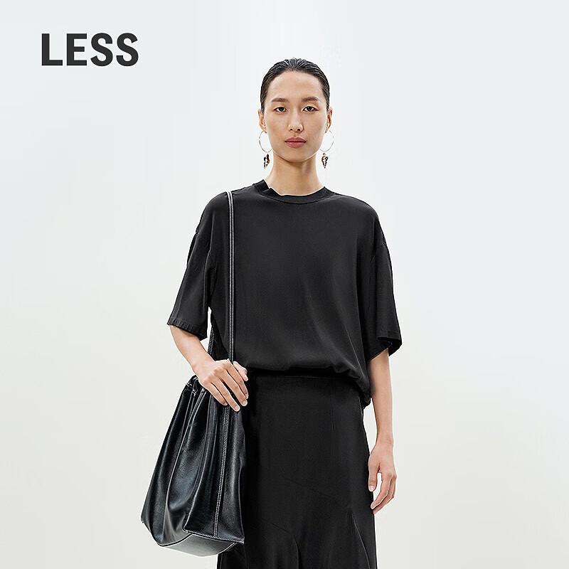 LESS 2025 Summer Loose Round Neck Mid-Sleeve Shirt