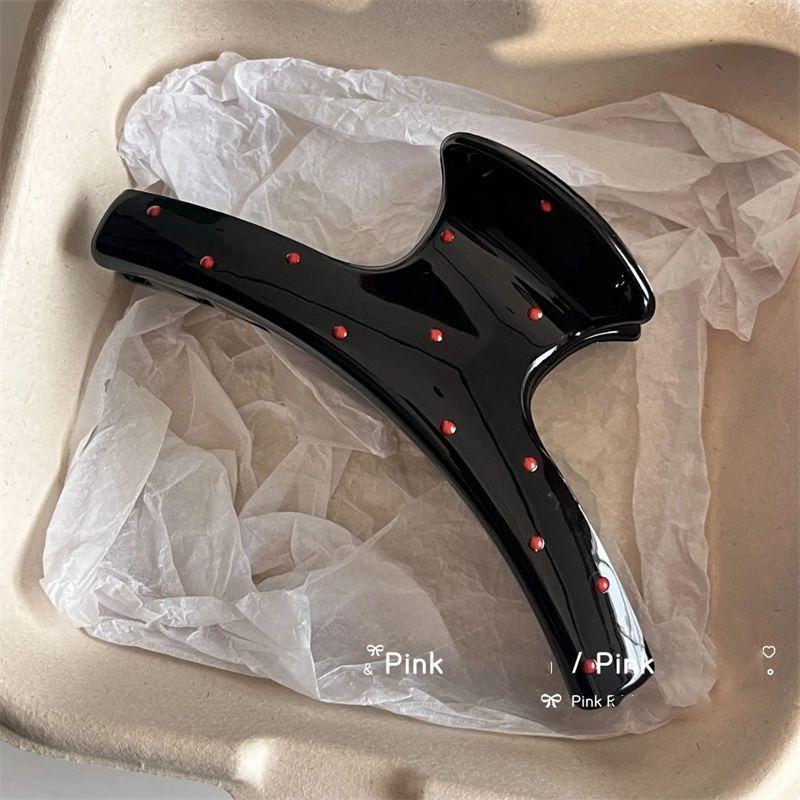 Vintage Women Red Polka Dot Bow Shark Clip Hairpin Hair Claw Crab Barrettes Elegant Headwear Hair Accessories Xmas Gifts