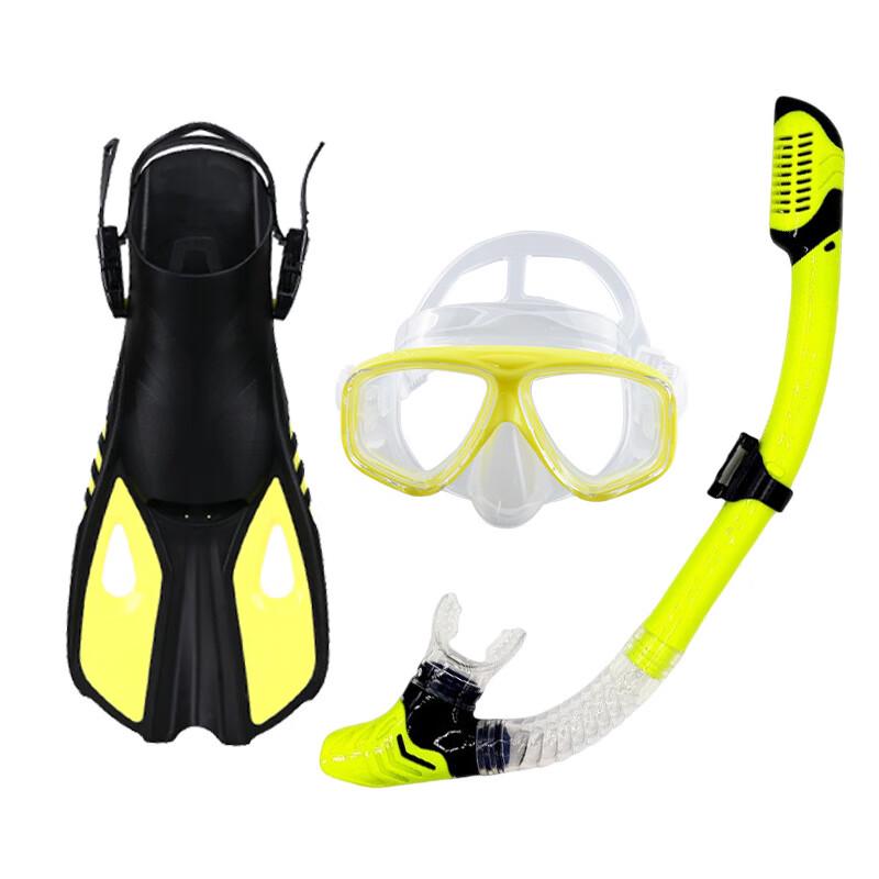 YBLKJ Adult Snorkeling Mask, Snorkel & Fins Set