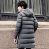 Mens Winter Hooded Cotton Puffer Coat Mid-Length Warm Casual Jacket Youth