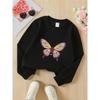 European sizes Kids' Crewneck Sweatshirt - Butterfly Floral Heart Pattern Design , Sportswear And Casual Wear, Soft And Comfortable