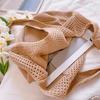 Yogodlns Casual Hollow Women Shoulder Bag Solid Color Large Capacity Summer Woven Beach Bag Foldable Handmade Crochet Tote Bag