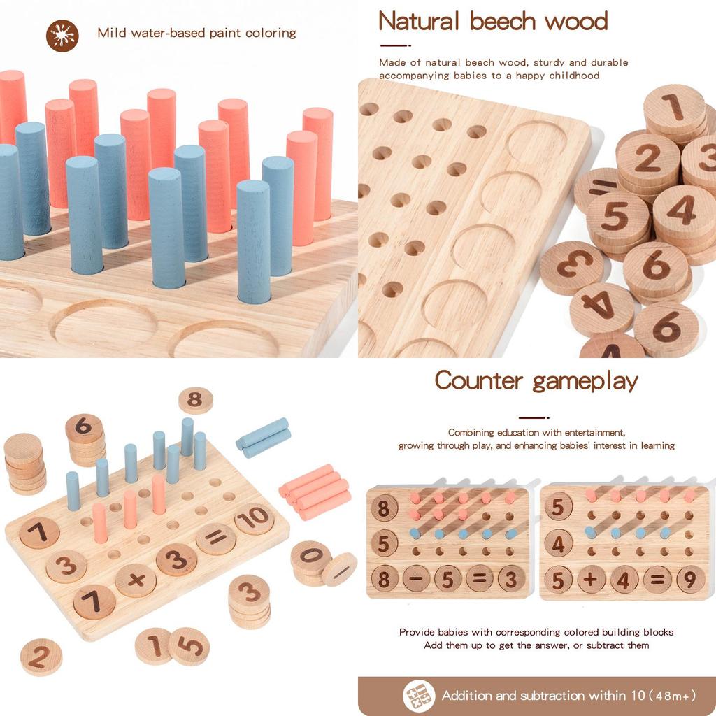 Childrens Wooden Math Learning Number Matching Arithmetic Board Educational Toy For Preschoolers