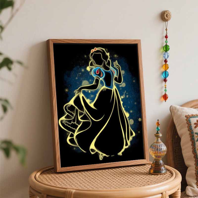 Disney Snow White Art Painting Kit Home Wall Decor Handmade Gift Neon Glow Princess Silhouette Modern Art Canvas For Bedroom Living Room