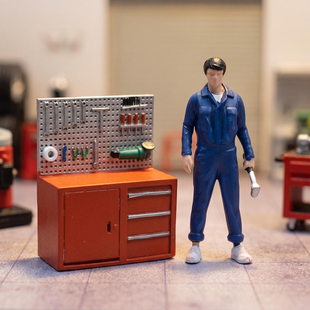 Figura de Mecánico de Automóviles en Miniatura Escala 1/64 Personas Mini Pintadas Tema de Reparación Automotriz