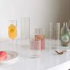 INS Ribbed Glass Cups Drinking Glasses Iced Tea Cup Water Juice Cocktail Glasses Bar Beverages Coffee Mug Kitchen Drinkware
