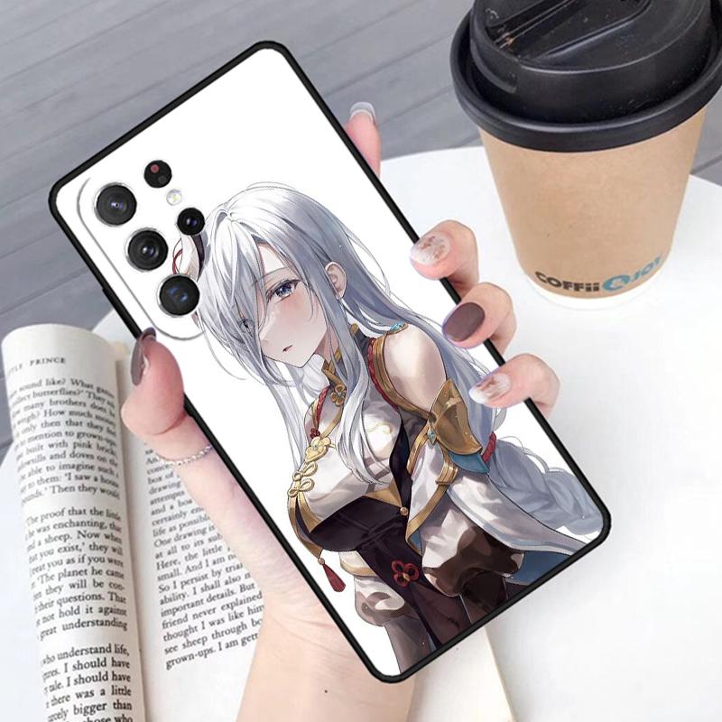 Genshin Anime Shenhe Phone Case Cover For Samsung Galaxy S24 S25 Ultra S21 S22 Ultra S10E Note 10 Plus Note 20 FE S23