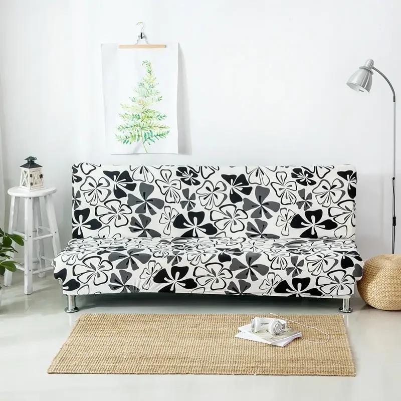 Karierte elastische Tagesdecke auf den Klappsofabezügen für Wohnzimmer Große Couchabdeckung Langer Stuhl ohne Armlehnen Überwürfe