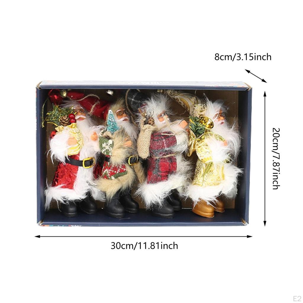 5Pcs Standing Santa Claus Doll Christmas Tree Hanging Ornaments Small 7 inch Xmas Decorations