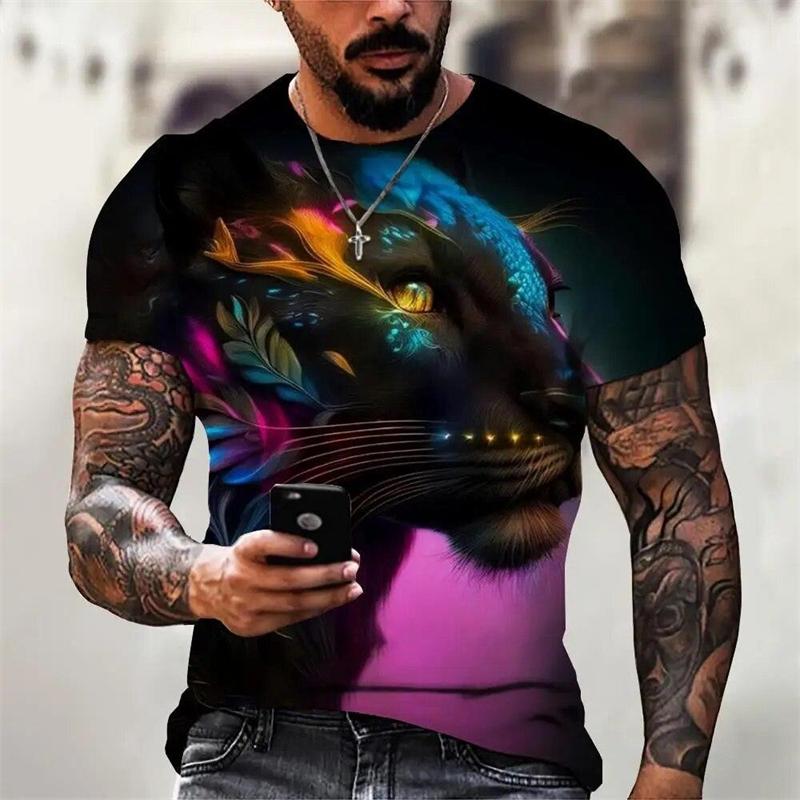 Graphic T Shirt Men's 3D Print Color Round Neck T Shirts Unique Personality Streetwear 2026 Fashion Tee Top
