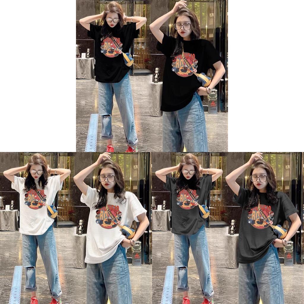Streetwear T Shirt For Women With Cotton Fabric And Vintage Print For Casual Spring Summer Wear