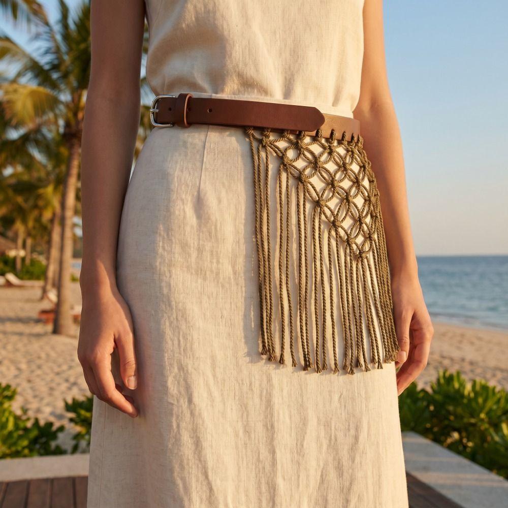 Boho Bohemian Style Belts Retro Woven Tassel Waistband Vintage Tassel Weave Belts Women
