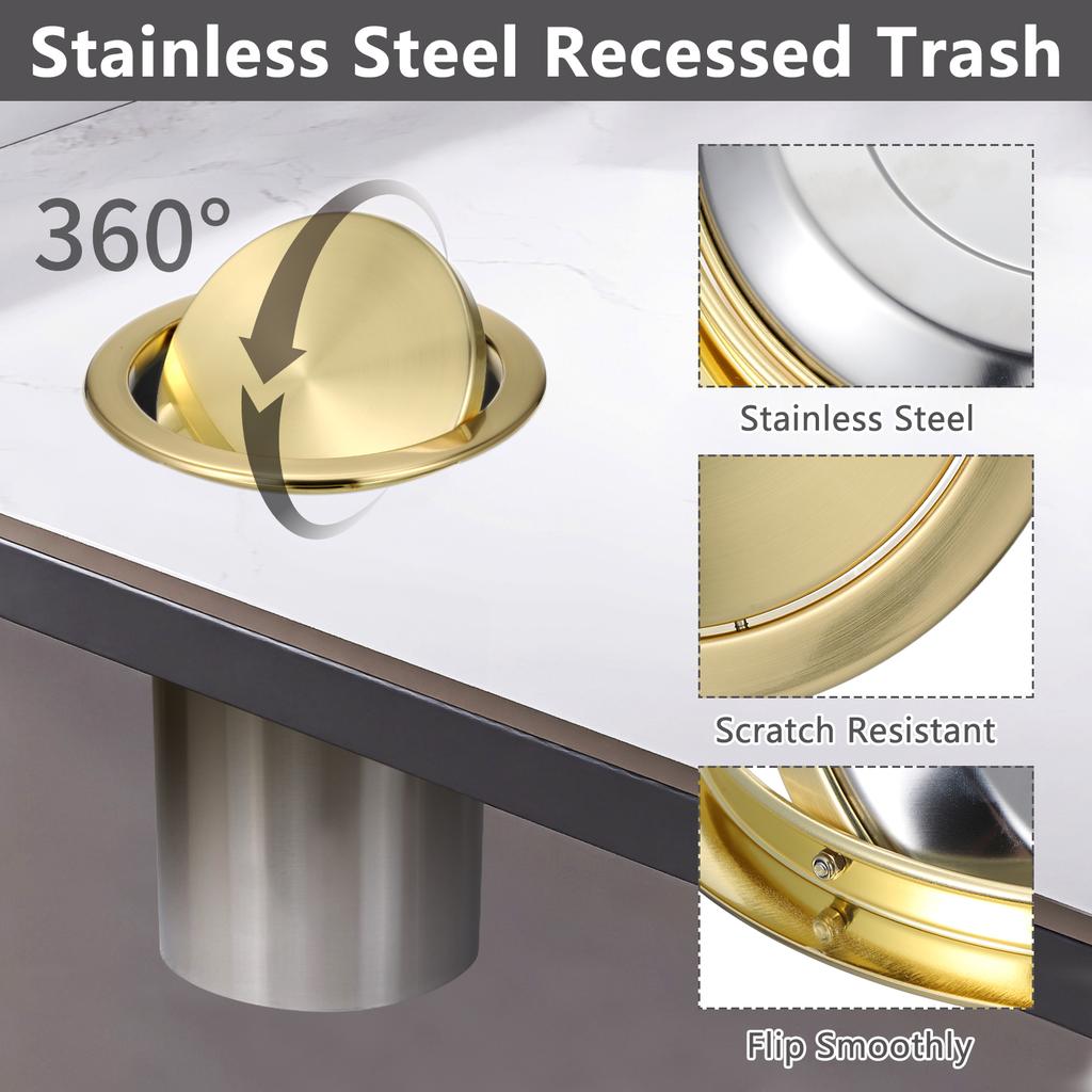 Verzonken RVS Afvalbakdeksel Schwing Open Aanrecht Afvaldeksel voor Keuken Badkamer Hotel Ziekenhuis Gebruik