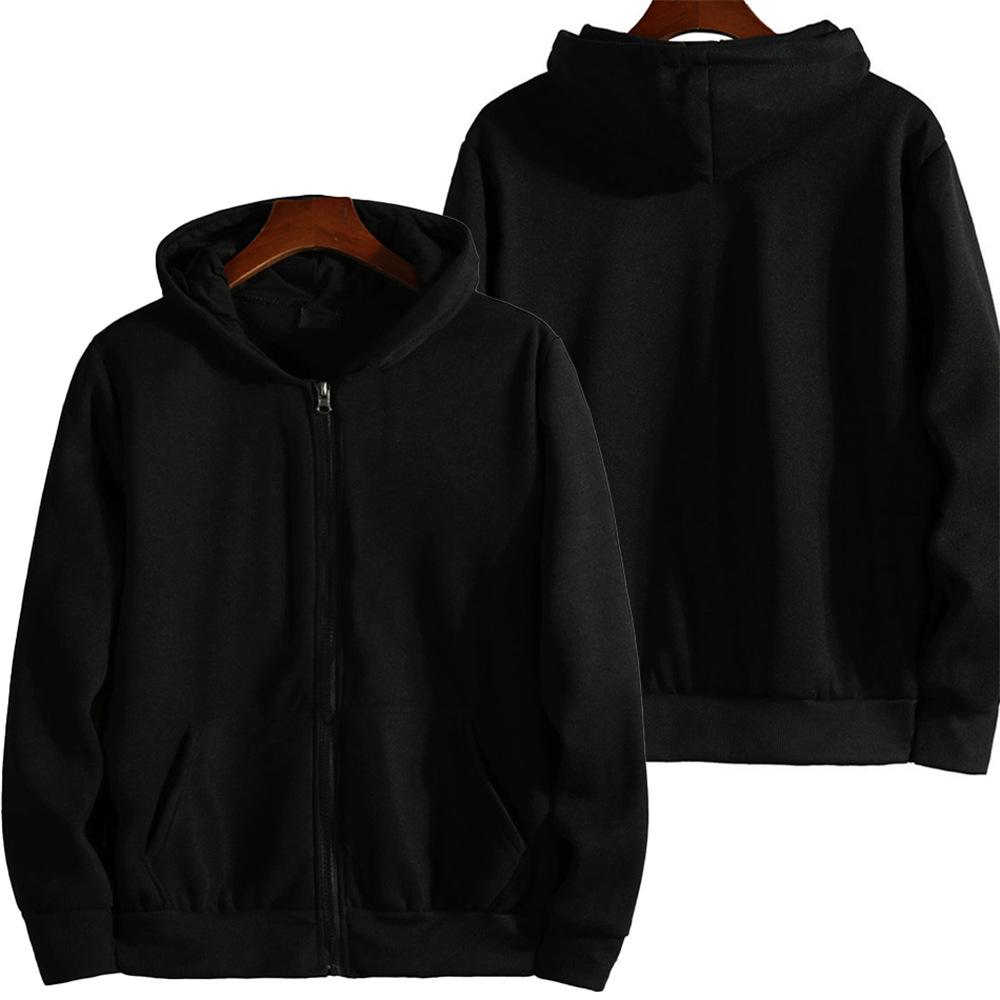 

Spring and Autumn Men s Casual Solid Color Long Sleeve Zipper Hoodie XXXL чорний