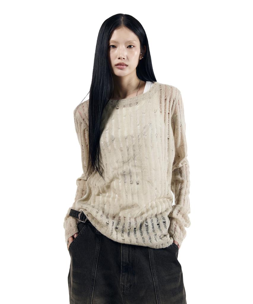 AAKAM Layered V-Neck Knit (Ivory)