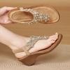A New Summer Amazon Rhinestone Flower Comfortable Wedge Heel Sandals
