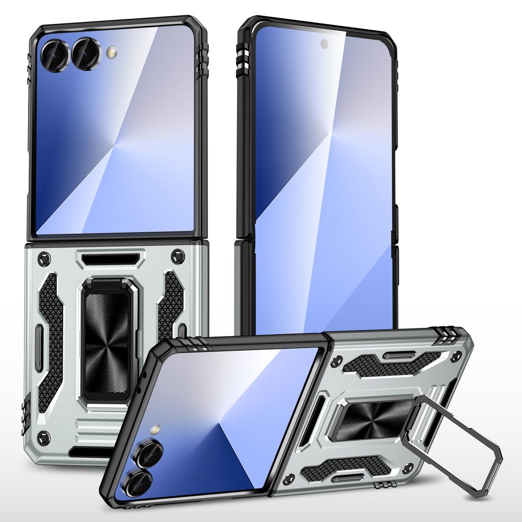 For Samsung Galaxy Z Flip7 5G Case Kickstand Slide Lens Lid PC+TPU Drop