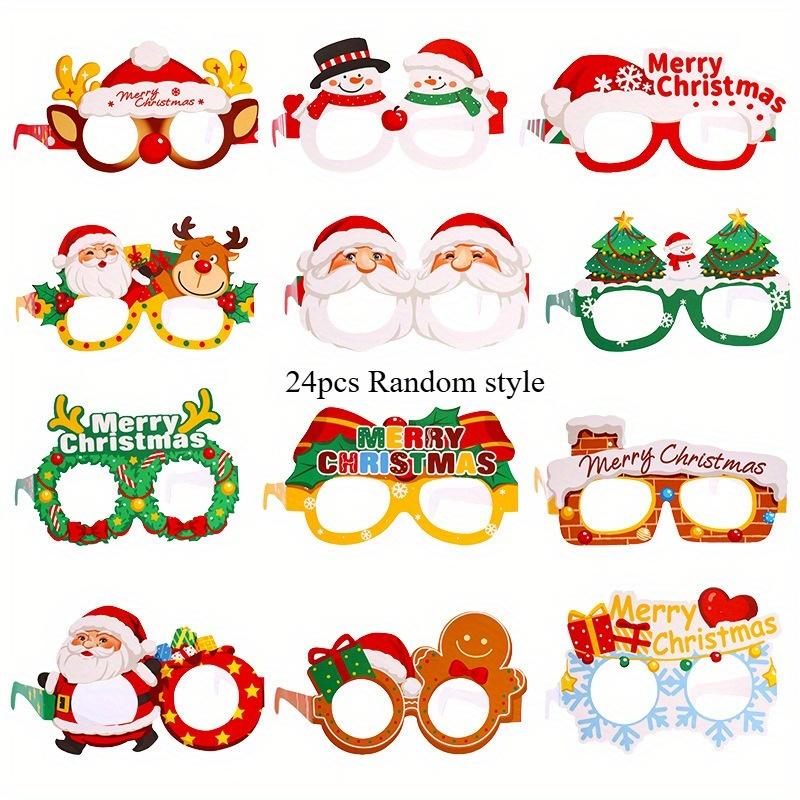24pcs Paper Funny Photo Props Glasses 2026 Merry Christmas Deco for Home Xmas Gifts New Year 2026 Santa Claus Navidad Party Gift