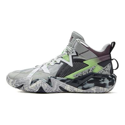 Li Ning Kids Basketball Synthetic Leather Fashion Sports Simple Non-Slip Wear-Resistant Rebound Support Mid-Top Kids Basketball Shoes YKBV012-9