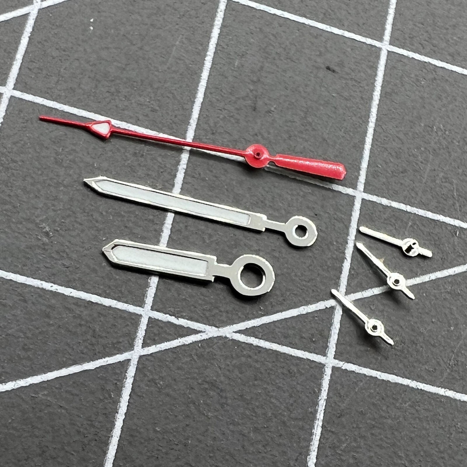 2 Sets Silver Trim Red Second Green Luminous Watch Hands for Miyota 0S10