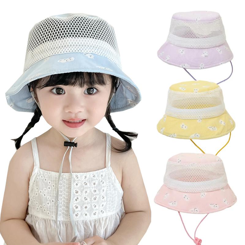 Summer Baby Sun Hat Cartoon Mesh Children Panama Hat Baby Cap for Girls Boys Infant Accessories Kids Bucket Hats 1-3Y